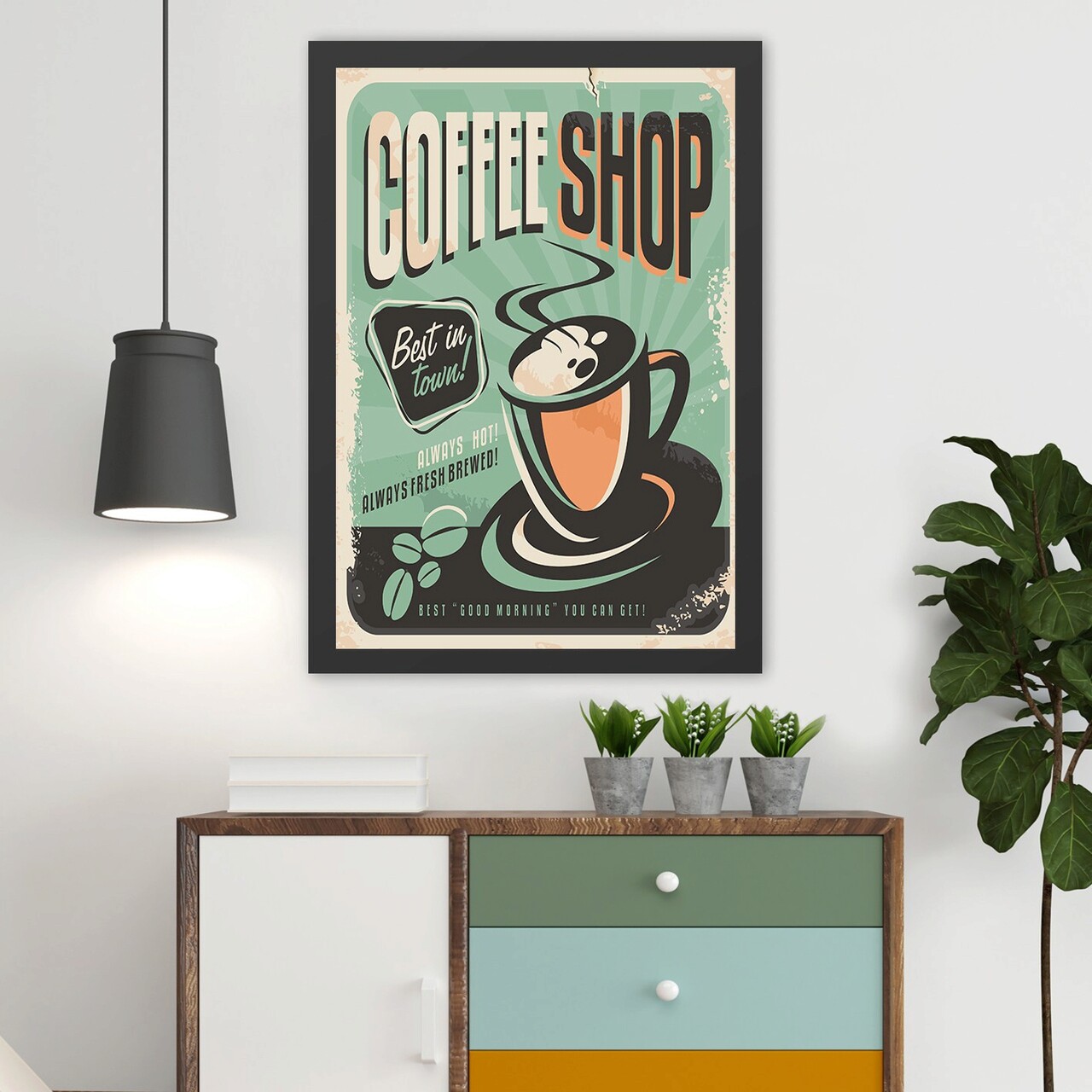 Tablou decorativ, Coffee Shop (40 x 55), Polistiren, Multicolor - imagine 3